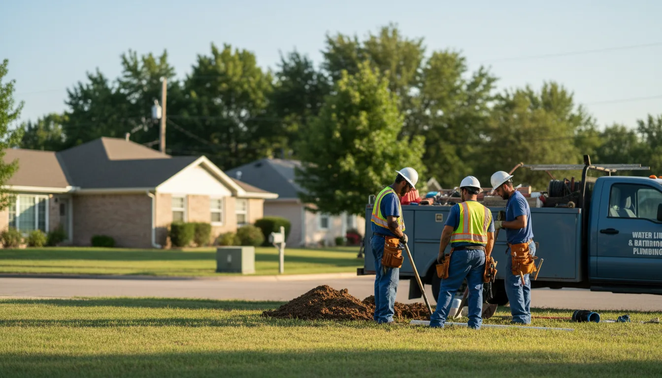 Residential water line and bathroom plumbing service in Maramec, OK